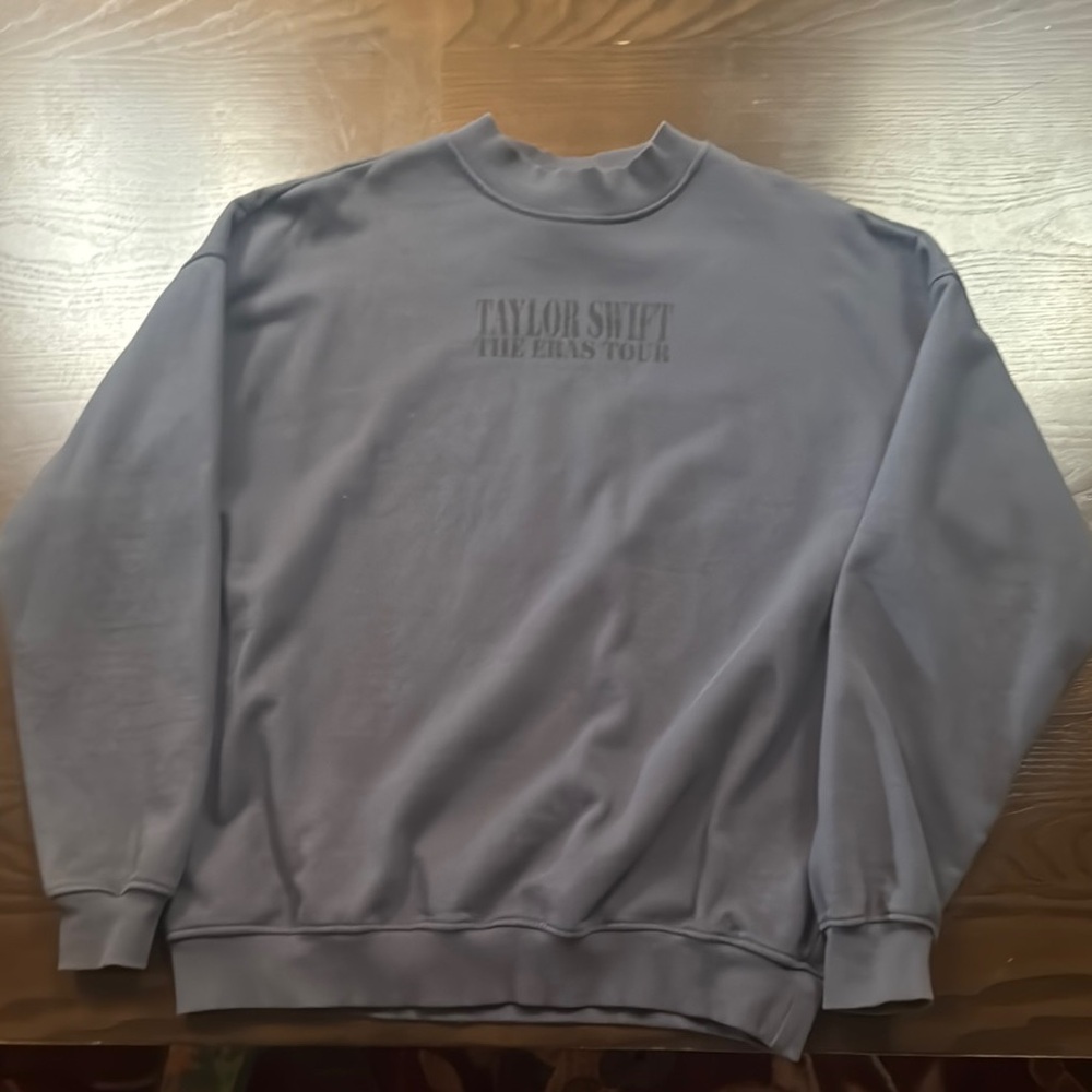 Taylor Swift Ash Blue Crewneck Sweater with Ribbed Cuffs